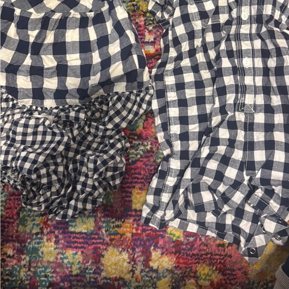 Twins boy girl GAP matching gingham 12-18 months